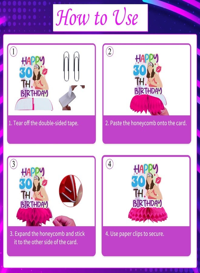 Aposwow Thirty Flirty and Thriving Decorations - 9PCS 30 Flirty and Thriving Honeycomb Centerpieces Birthday Table Decoration Talk 30 to Me Bday Decor for 30 Years Old Supplies - Image 4